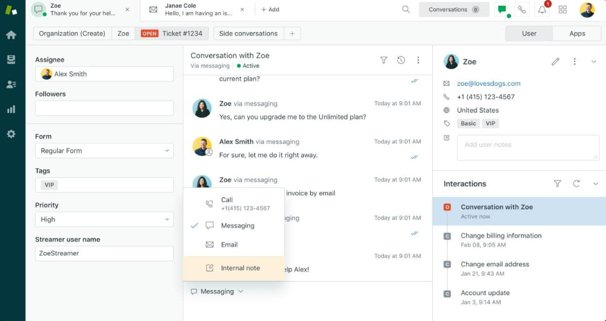 Preview of the Zendesk Dashboard