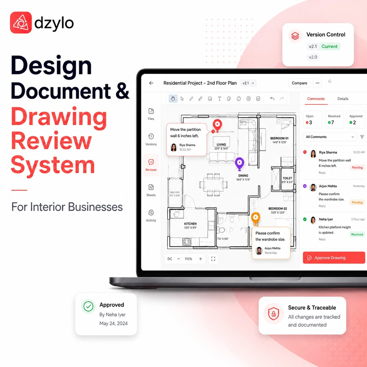 Design Document & Engineering Drawing Review System for Interior Businesses.